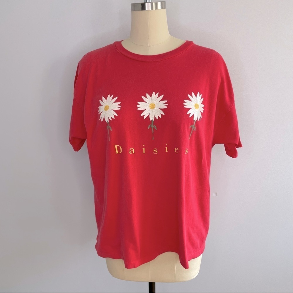 Hanes Her Way Vintage 1990’s Daisies Tee Shirt- Pink- Size Large